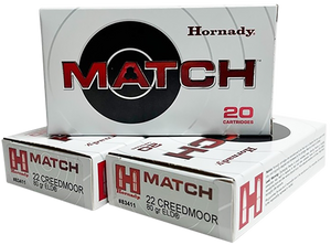 Hornady 83411 Match 22Creedmoor 80Gr Extremely Low Drag-Match 20Rd Bx