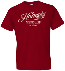 Hornady Gear 31874 Vintage Script Red Cotton Semi-Fitted Xl