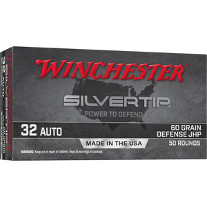 Winchester Ammo W32AST Silvertip Defense 32 ACP 60 gr Jacketed Hollow Point (JHP) 50rd Bx