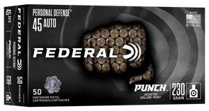 Federal Personal Defense Punch Handgun Ammunition .45 Auto 230gr JHP 890 fps 50/ct