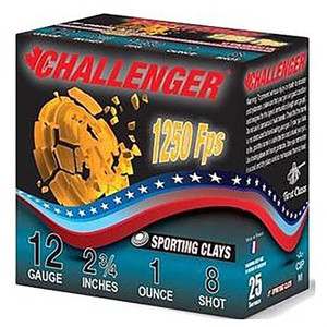 Challenger Ammo Sporting Clay 12 Gauge 2-3/4'' 1Oz #8 Shot 1250 Fps 250/Case