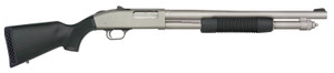 Mossberg 50793 590A1 Pro 12 Gauge 6+1 18.50" Silver Marinecote Barrel & Steel Receiver, Black Synthetic Stock