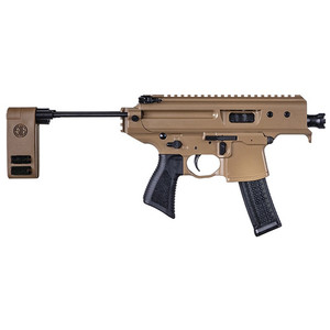 Sig Sauer PMPX3BCH MPX Copperhead 9mm Luger Caliber with 3.50" Barrel, 20+1 Capacity, Coyote Elite Cerakote Metal Finish, Folding Pivoting Contour Brace Stock & Black Polymer Grip Ambidextrous Hand