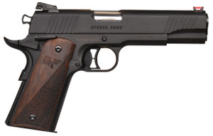 Gforce Arms GF199BW Chronicle 1911 9mm Luger 9+1 5" Stainless Steel Barrel, Black Serrated Steel Slide, Black Cerakote Aluminum Frame, Turkish Walnut Grip