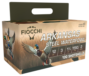 Fiocchi Arkansas Steel Waterfowl Shotshells 12ga 3" 1-1/5oz 1550 fps #4 100/ct