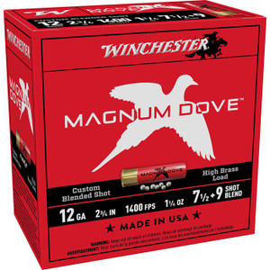 Winchester Ammo MD1279 Magnum Dove 12Gauge 2.75" 1 1/4oz 7.5/9Shot 25 Per Box/10 Case