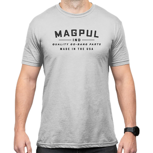Magpul MAG1112-041-M Go Bang Parts Stone Gray Heather Cotton/Polyester Short Sleeve Medium