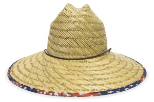 Outdoor Cap Natural Straw Stars & Stripes Brim One Size Fits Most