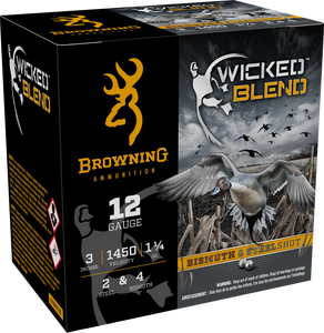 Browning Ammo B193431232 Wicked Blend 12Gauge 3" 1 1/4oz 2/4BI Shot 25 Per Box/10 Case