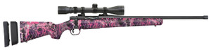 Mossberg 28258 Patriot Super Bantam w/Optic 350 Legend 4+1 22" Matte Blued Fluted Threaded Barrel, Matte Blued Drilled & Tapped Receiver, Adj LOP Muddy Girl Wild Synthetic Stock, 3-9x40mm Duplex