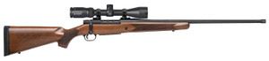 Mossberg 28240 Patriot w/Optic Full Size 7mm PRC 3+1 24" Matte Blued Fluted Threaded Barrel, Matte Blued Drilled & Tapped Receiver, Walnut Fixed Stock, Vortex Crossfire II 3-9x40mm Scope, Right Hand