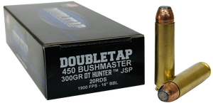 DoubleTap Ammunition 450B300SP 450Bushmaster 300gr Jacketed Soft Point 20 Per Box/25 Case