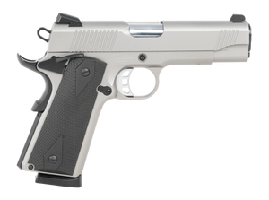 Tisas Arms 10100123 1911 Carry 45 ACP 8+1 4.25" Stainless Steel Serrated Slide & Frame w/Beavertail, Black Rubber Grip