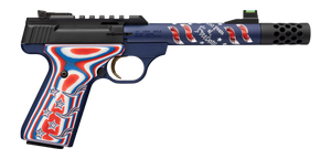 Browning 051615490 Buck Mark Freedom 250 SR 22 LR 10+1 5.90" Waving Flag Threaded Barrel Blue Anodized Serrated w/Picatinny Rail