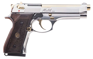 Derya Firearms 10L.MELIK9.NG.TR Melik 9mm Luger 10+1 4.90" Gold TiN Steel Barrel Black Melonite Serrated Steel Slide Black