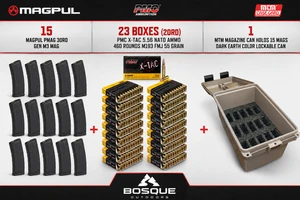 15 Magpul MAG-571-BLK Mags - 1ea MTM TMC15 Fitted Case - 460rds PMC Ammo
