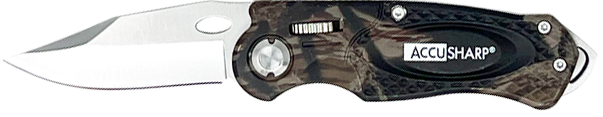AccuSharp 704C Sport3" Folding Plain Stainless Steel Blade/Camo Anodized Aluminum Handle Includes Belt Clip