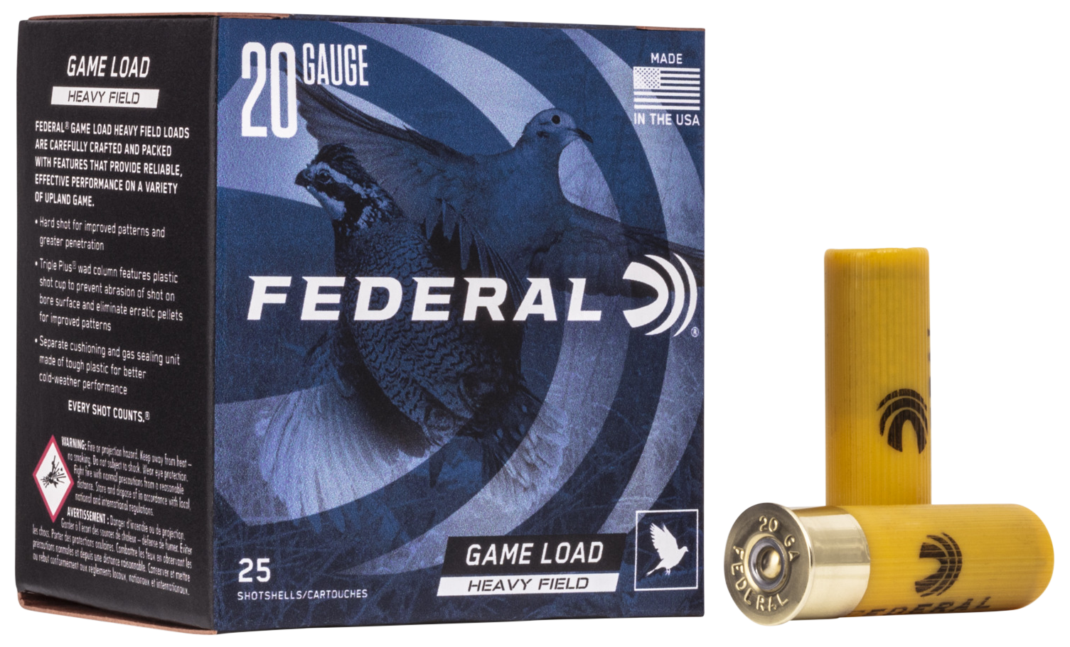 Federal H2028 Game-Shok Heavy Field 20 Gauge 2.75" 1 oz 1165 fps 8 Shot 25ea
