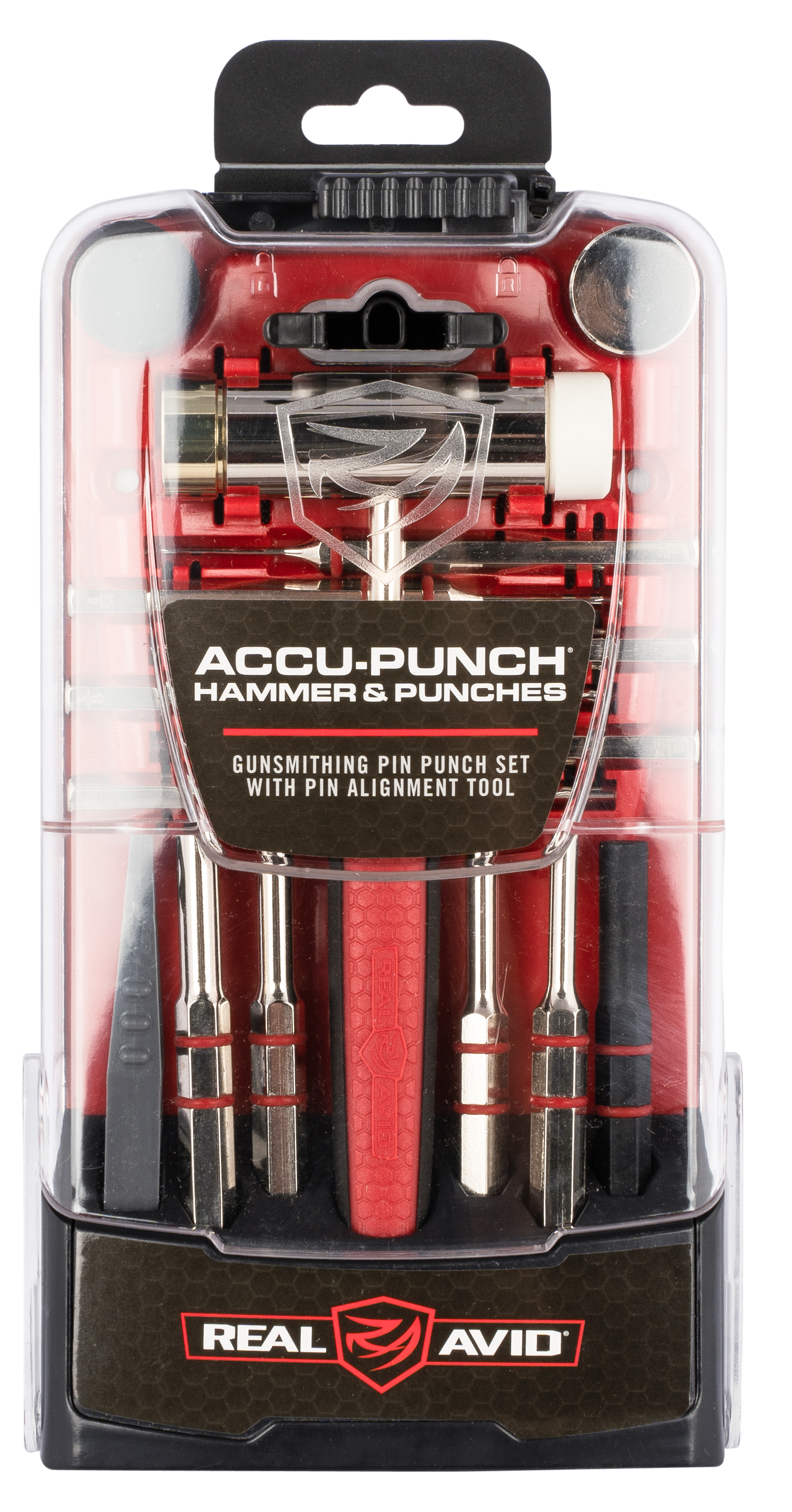 Real Avid AVHPS Accu-Punch Hammer & Punches Red Steel Rubber Handle