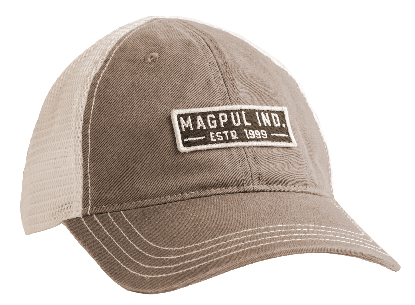Magpul MAG1260252 Established Garment Trucker Hat Driftwood Adjustable Snapback OSFA Embroidered Patch