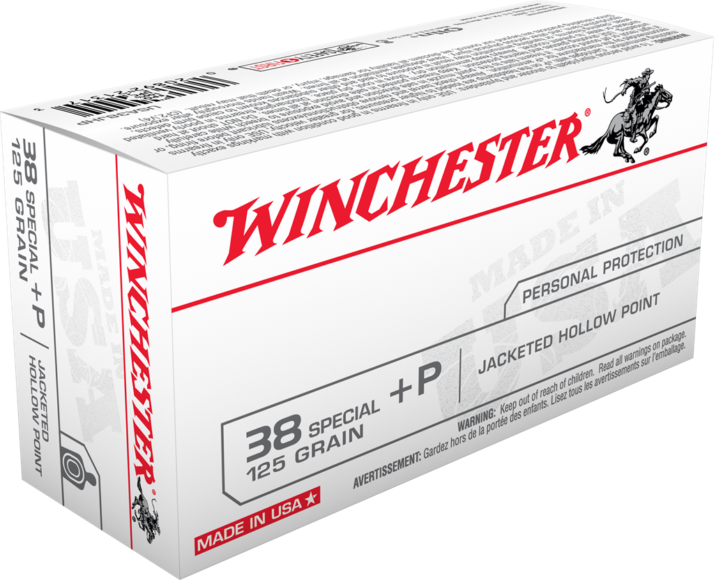 Winchester USA Ammunition 38 Special +P 125 Grain Jacketed Hollow Point Box of 50