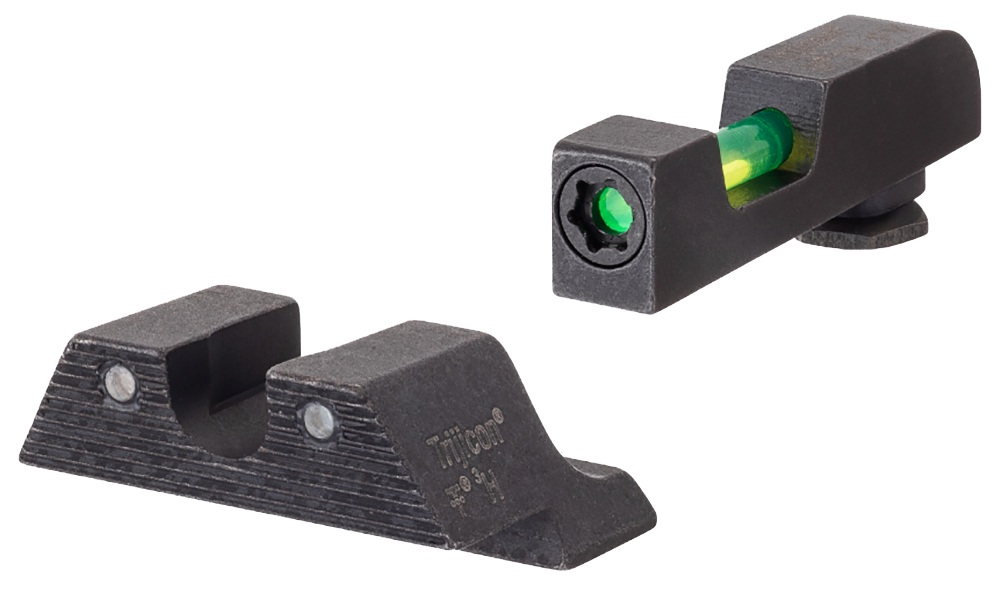 Trijicon DI Night Sight Set Glock 42, 43, 43X, 48 Steel Matte 3-Dot Tritium Green Fiber Optic with Black Retainer