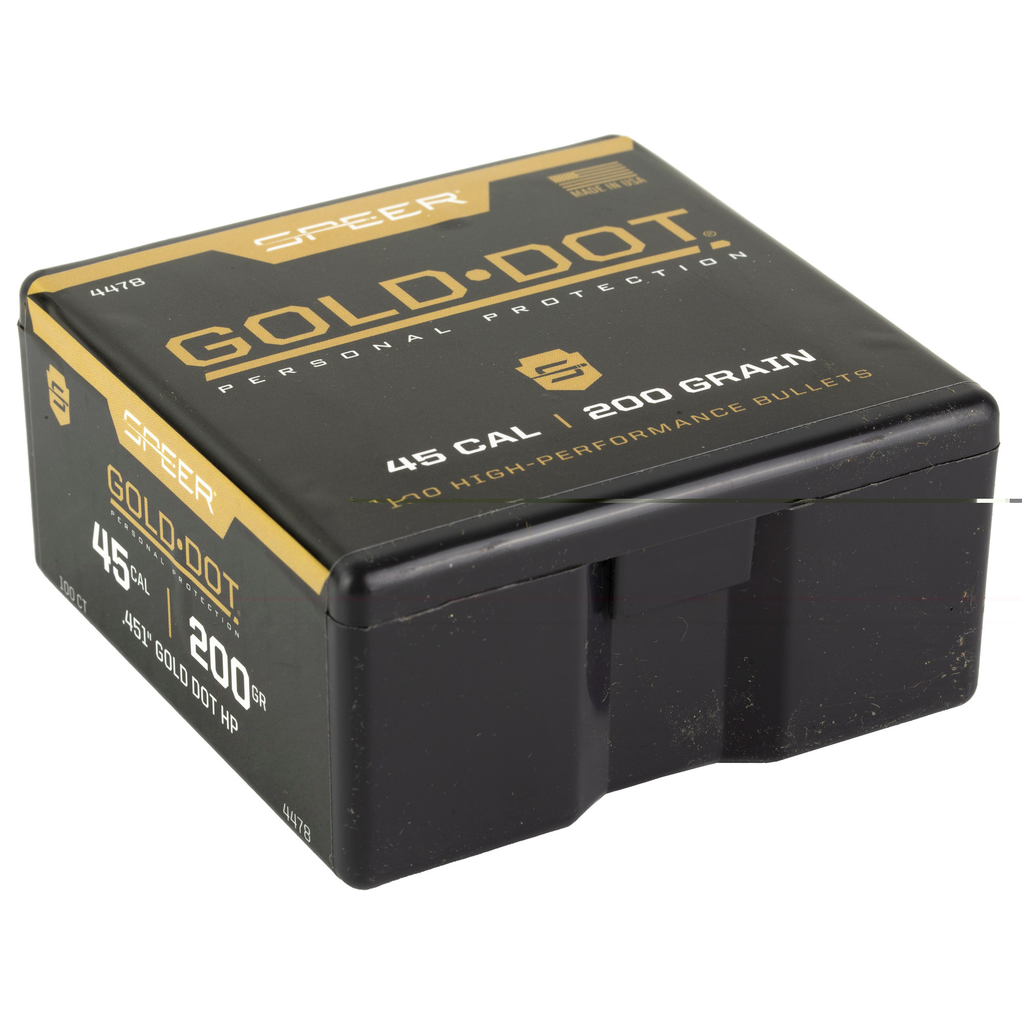 Speer Gold Dot Bullets 45 Caliber (451 Diameter) 200 Grain Bonded Jacketed Hollow Point Box of 100