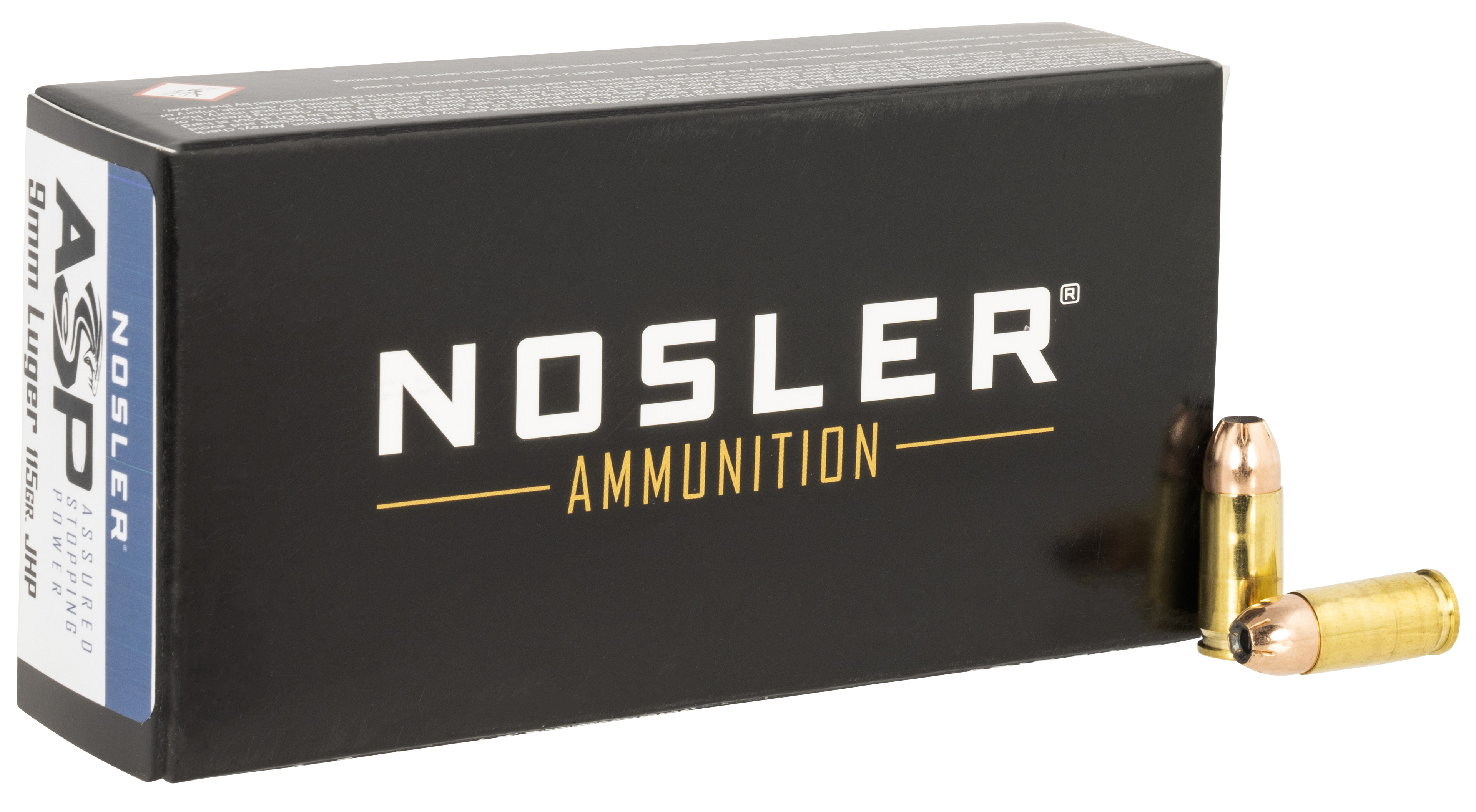 Nosler ASP Ammunition 9mm Luger 115 Grain Jacketed Hollow Point