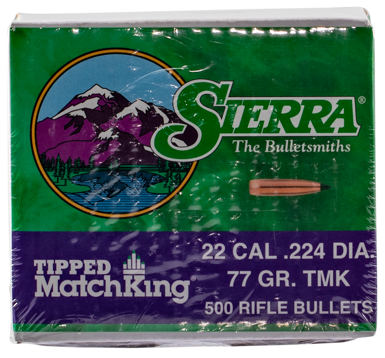 Sierra Tipped MatchKing (TMK) Bullets 22 Caliber (224 Diameter) 77 Grain Polymer Tip Boat Tail