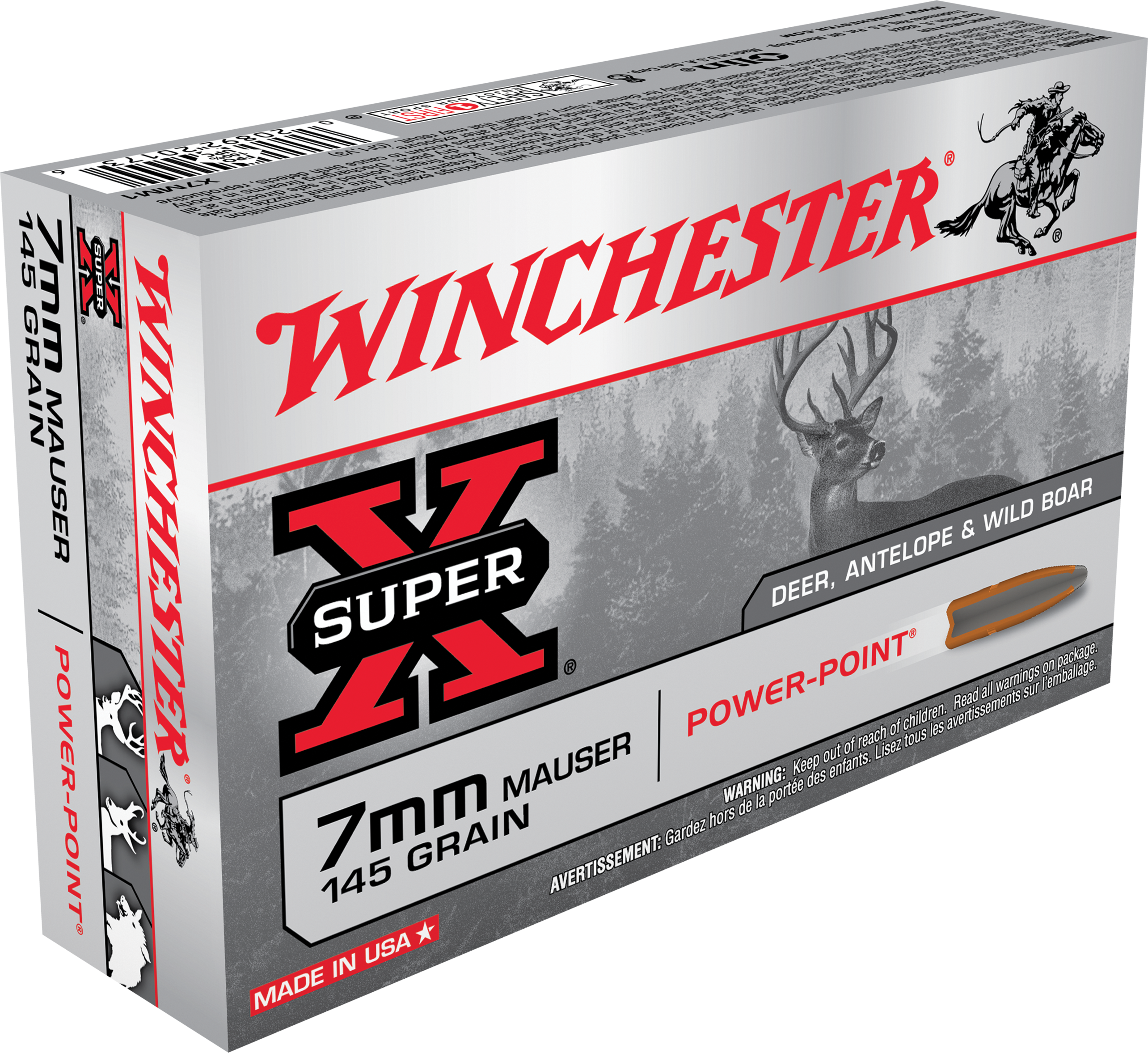 Winchester Ammo X7MM1 Super X7mm Mauser 145 gr 2660 fps Power-Point (PP) 20 Bx/10 Cs