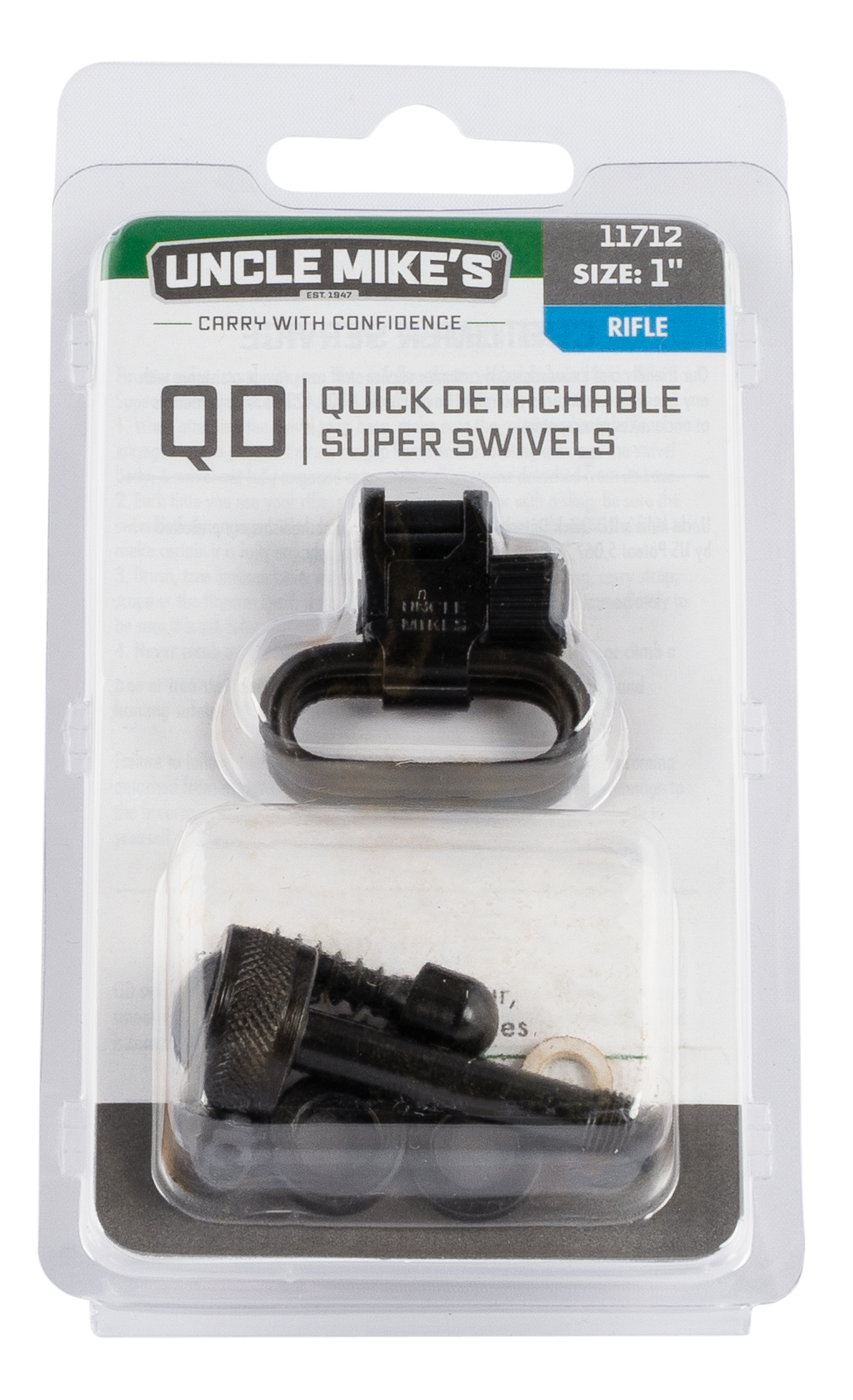 Uncle Mike's 11712 Super Swivelmade of Steel with Blued Finish, 1" Loop Size & Quick Detach Style for Remington 7400