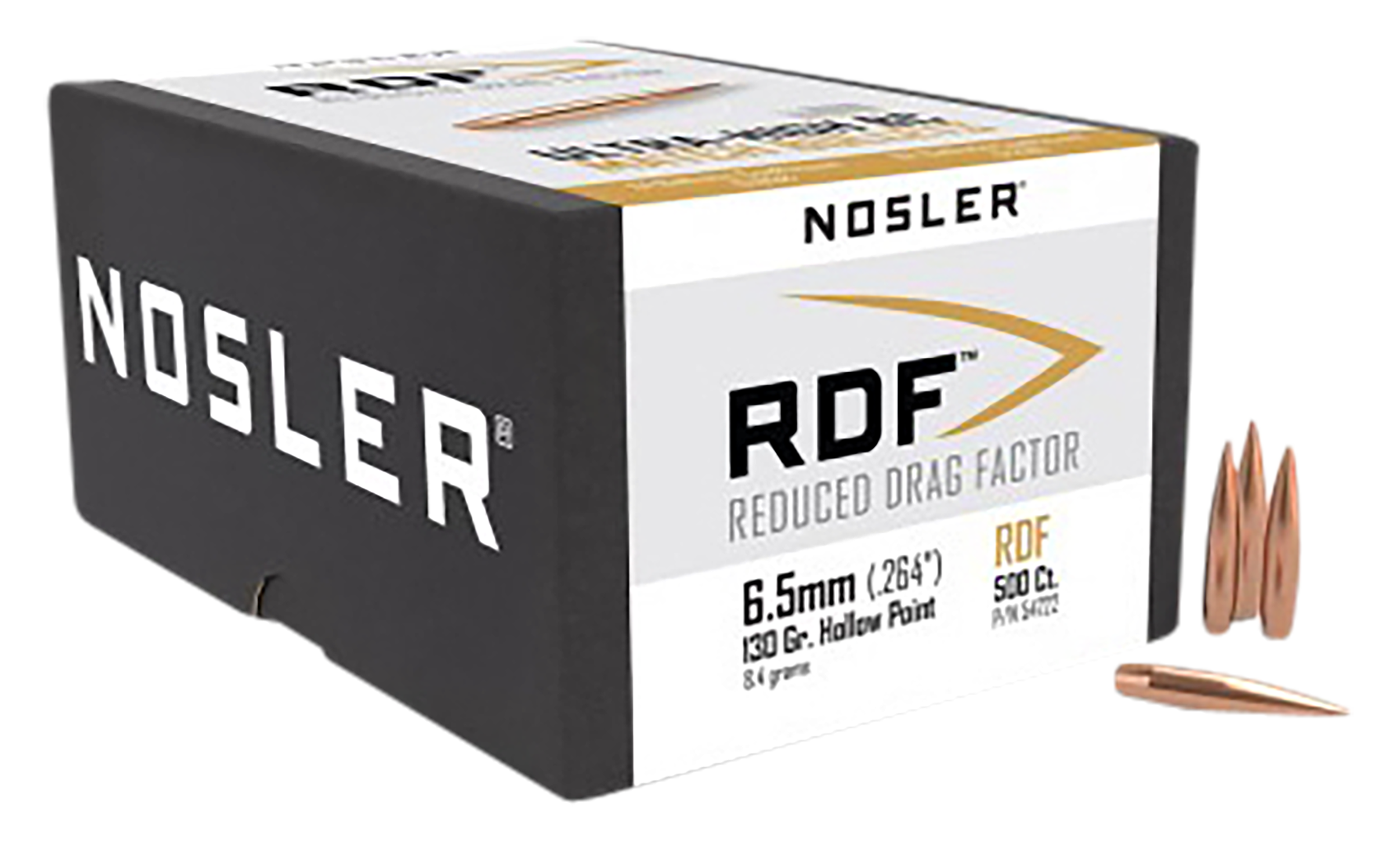 Nosler 54722 RDF Match 6.5 Creedmoor .264 130 gr Hollow Point Boat-Tail (HPBT) 500 Per Box