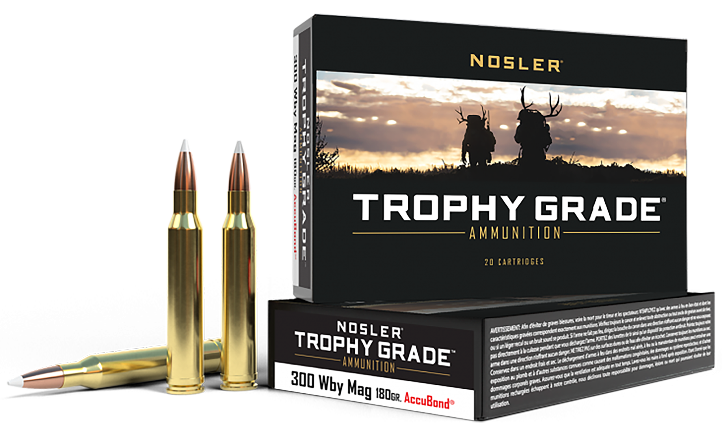 Nosler Trophy Grade Ammunition 300 Weatherby Magnum 180 Grain AccuBond 20RD