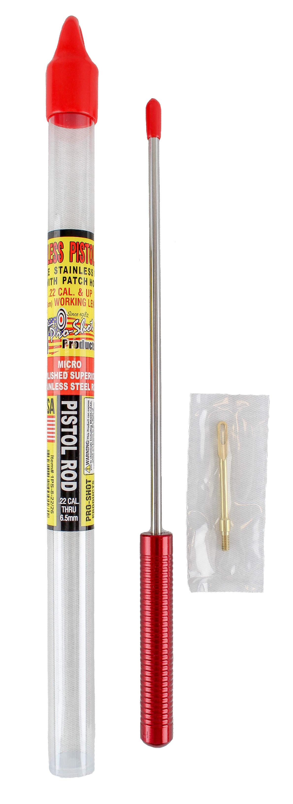Pro-Shot 1PS82226 Micro-Polished Cleaning Rod 22 Cal & Up Pistol 8" Stainless Steel w/Swivel Handle