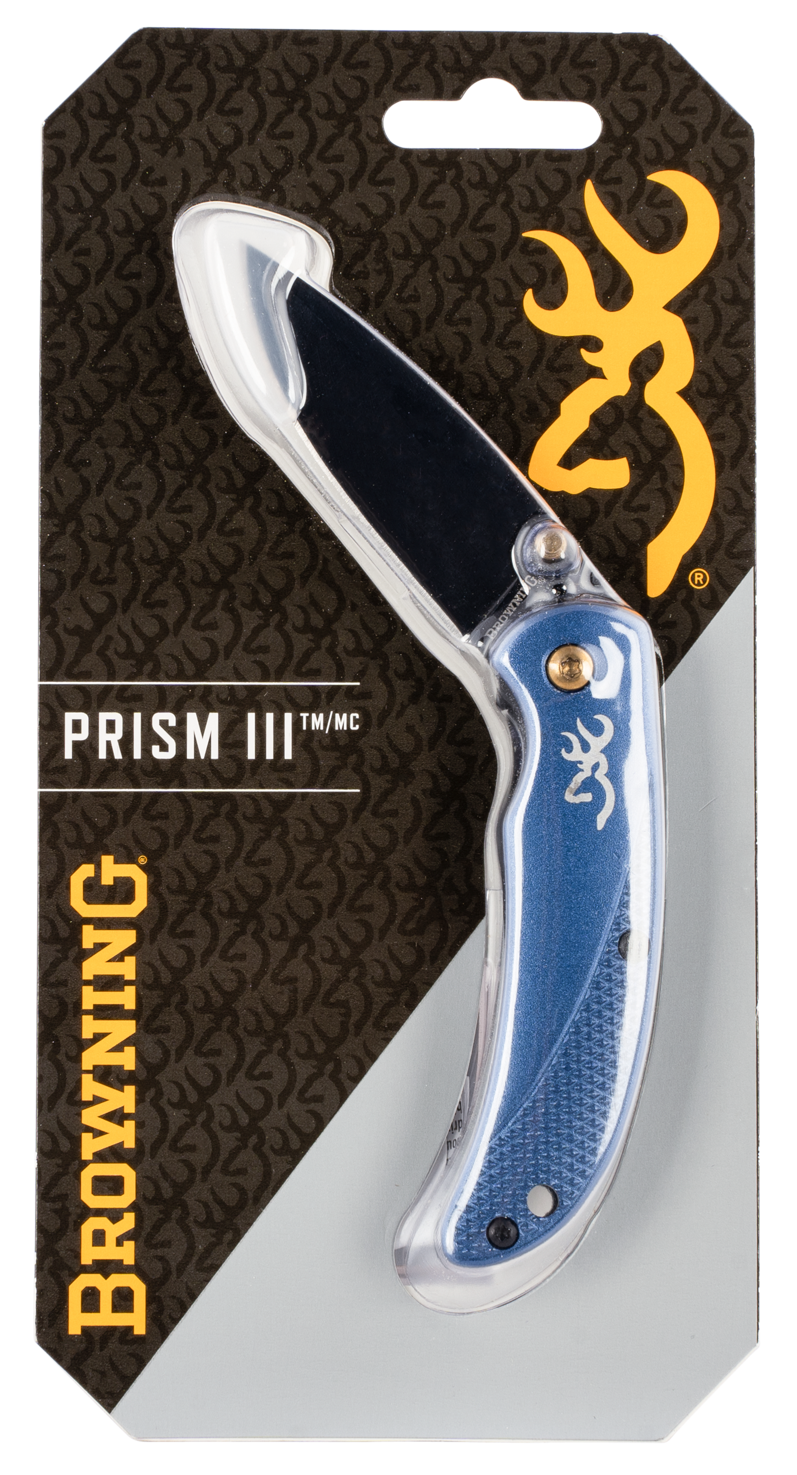 Browning 3220341 Prism 32.88" Folding Clip Point Plain Black Stonewashed 7Cr17MoV SS Blade/Navy Blue Anodized Aluminum Handle Includes Pocket Clip