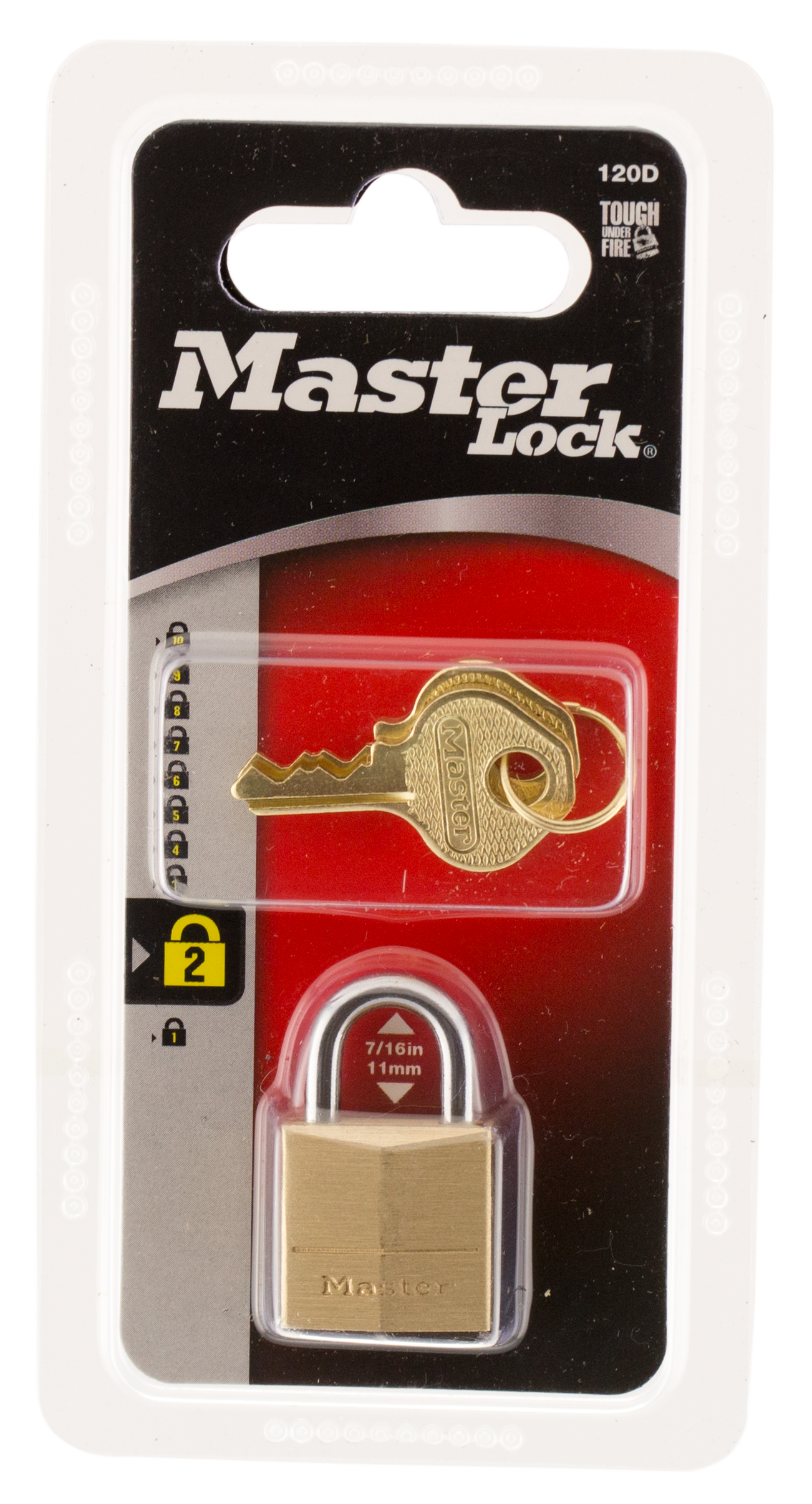 Master Lock 120D Wide Solid Padlock Brass Pin Tumbler Solid Brass Locks Keyed Differently