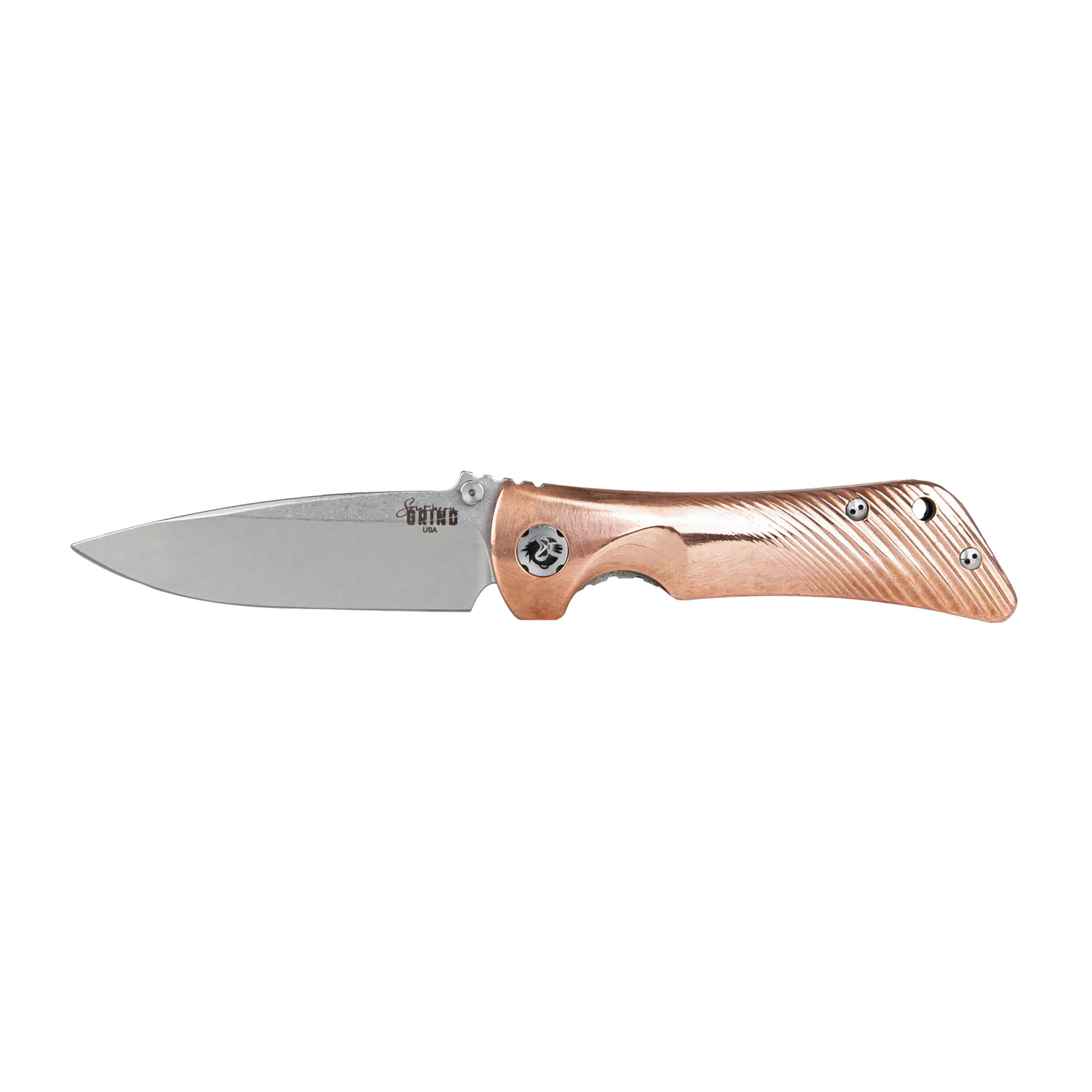 Southern Grind SG06030014 Spider Monkey3.25" Folding Drop Point Plain Satin S35VN SS Blade/ Titanium/Copper Handle Includes Pocket Clip
