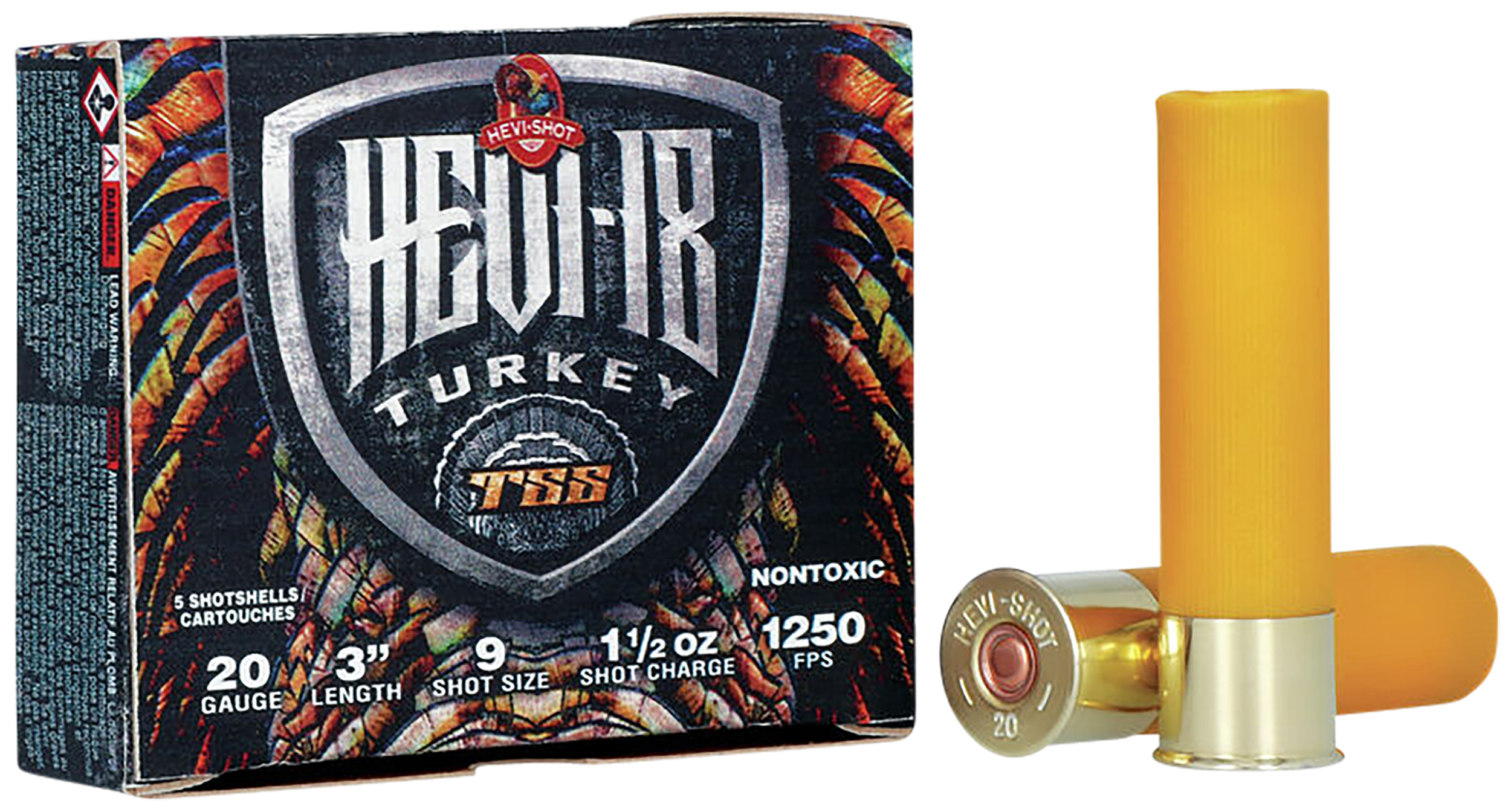 HEVI-Shot HS7009 HEVI-18 Turkey TSS 20 Gauge 3" 1 1/2 oz 1250 fps Tungsten 9 Shot 5 Bx/10 Cs