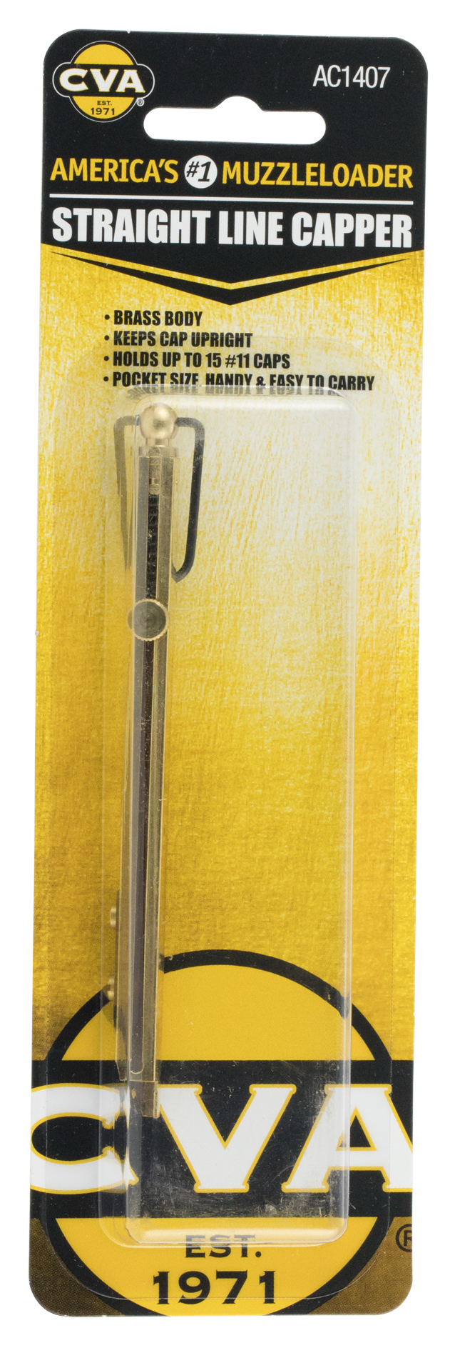 CVA Straight Line Capper Holds 15 #11 Percussion Caps Brass
