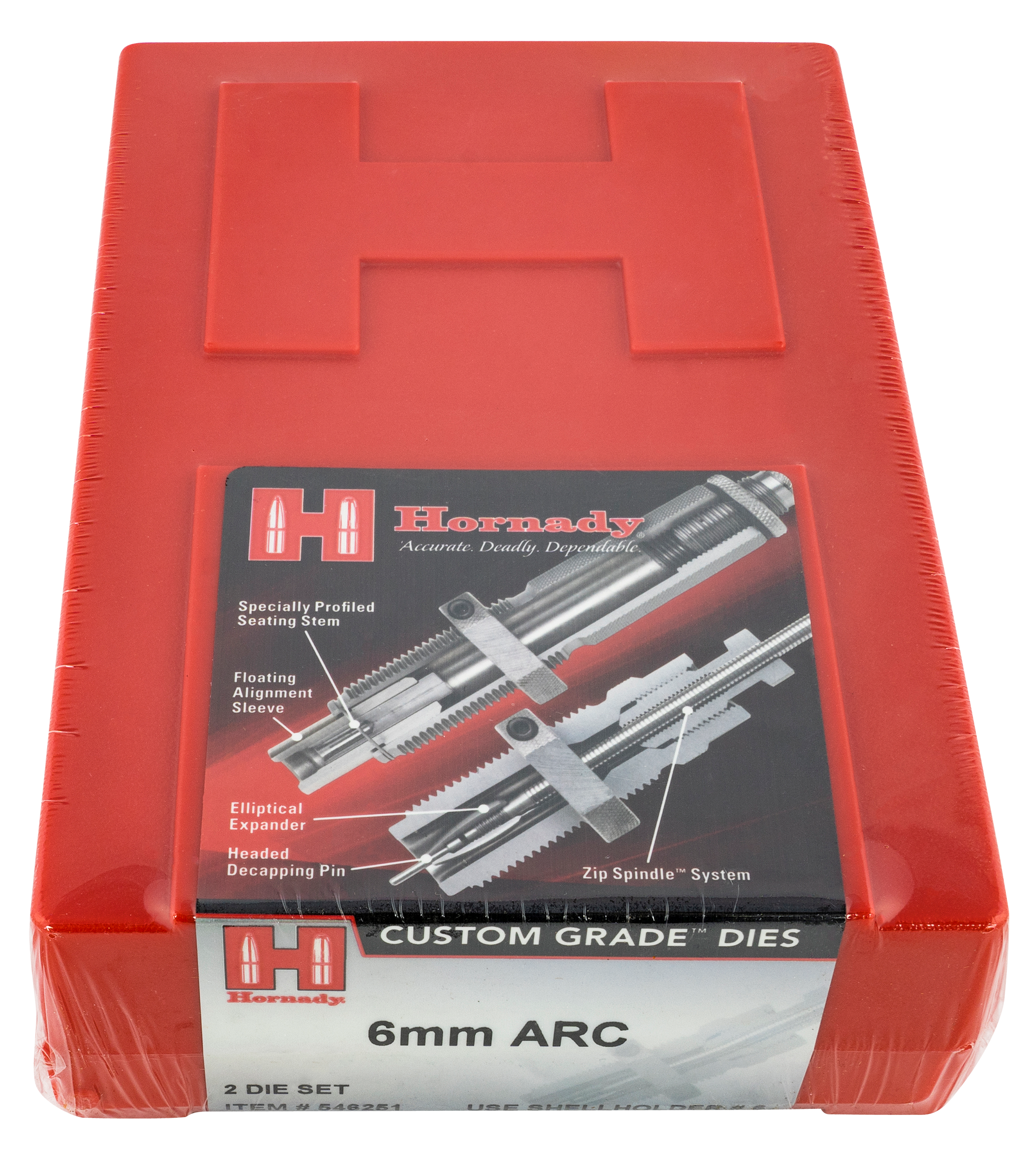 Hornady 546251 Custom Grade Series III 2-Die Set for 6mm ARC Includes Sizing/Seater