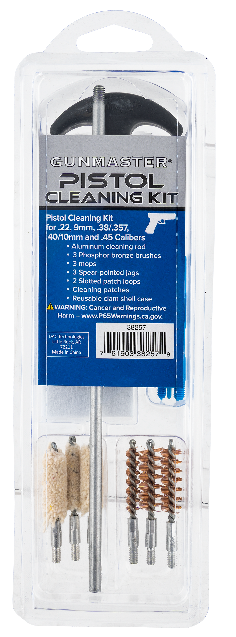 DAC 38257 GunMaster Universal Cleaning Kit Multi-Caliber Pistol/14 Pieces