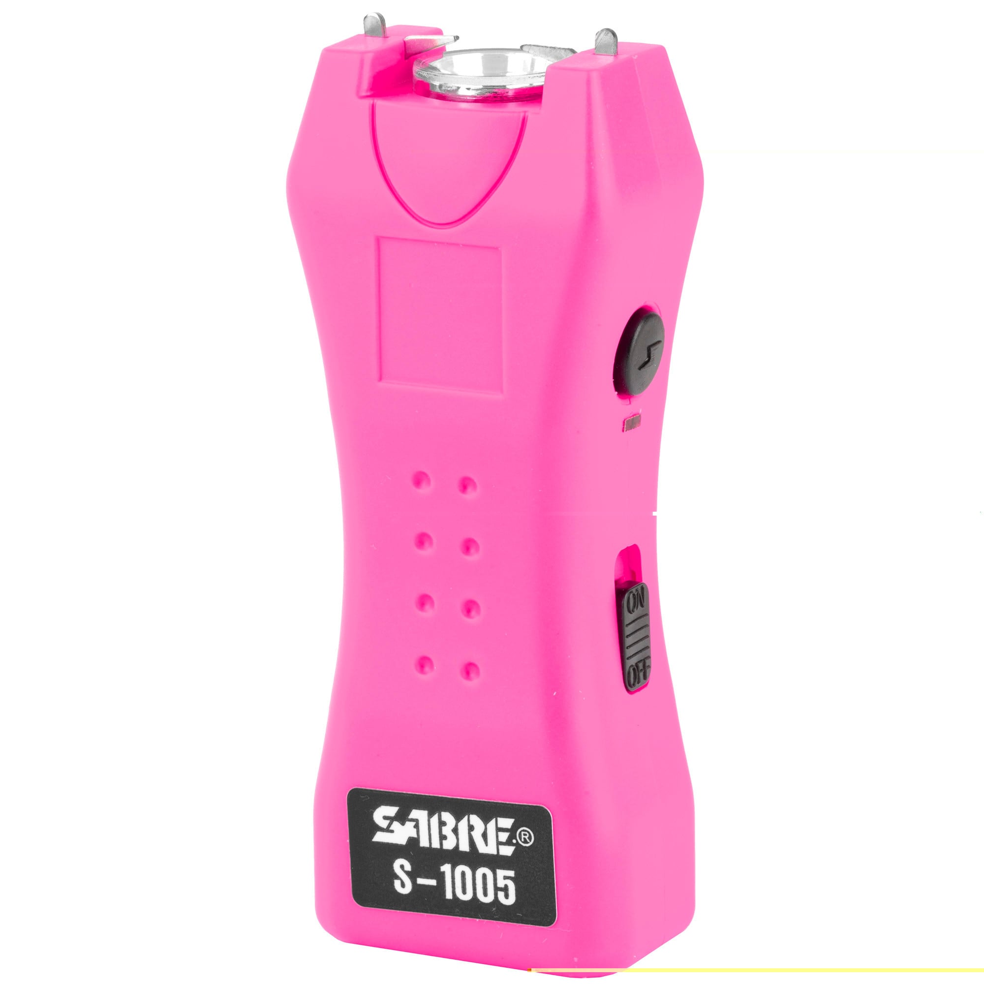 Sabre S1005PR Dual Capacitor Stun Gun with LED Flashlight 800,000 Volts|100-Lumens Plastic Pink