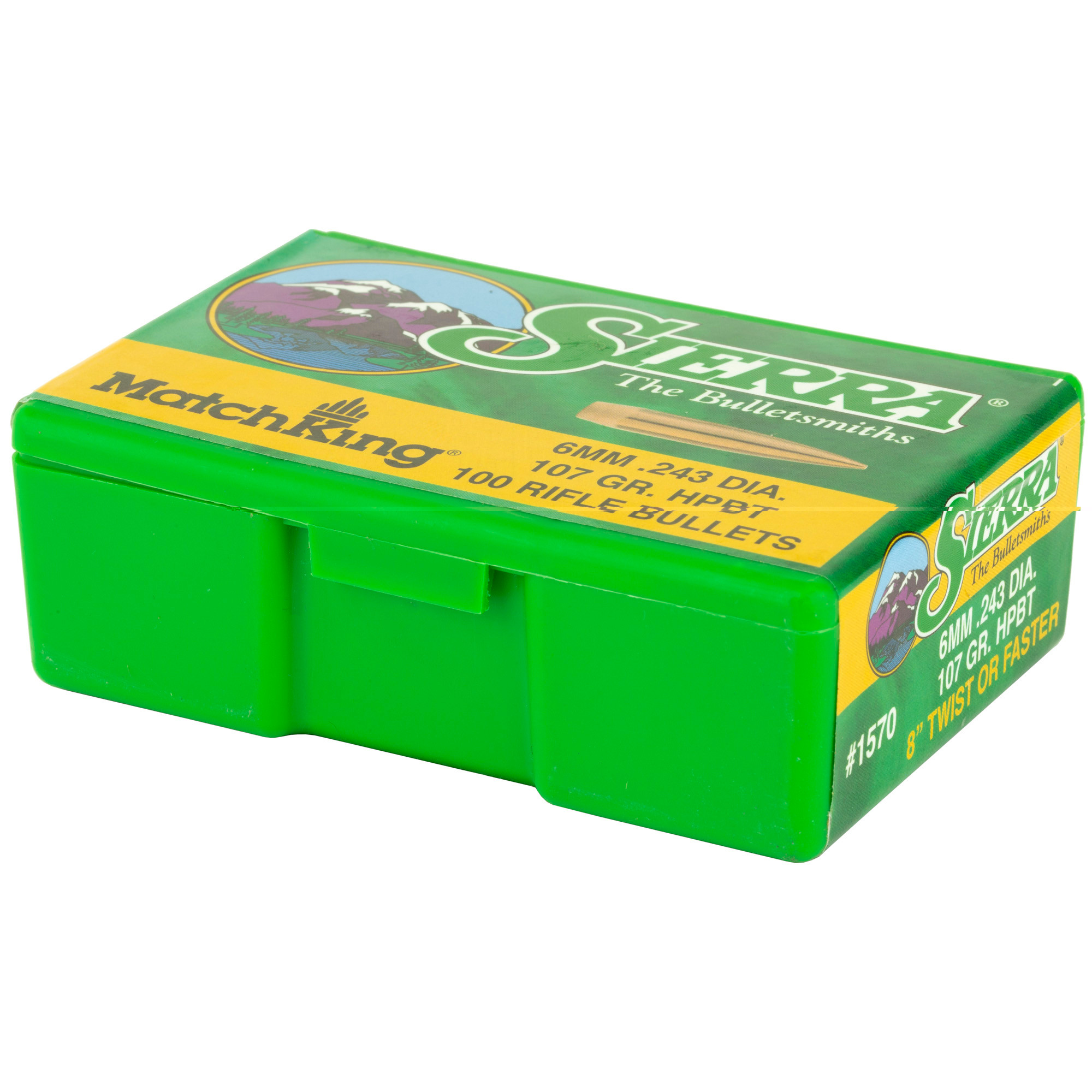 Sierra 1570 MatchKing6mm .243 107 gr Hollow Point Boat-Tail (HPBT) 100 Per Box