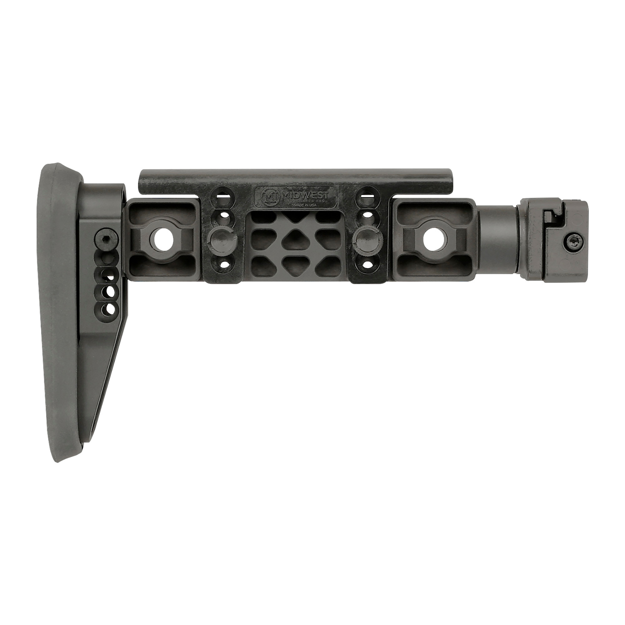 Midwest Industries MIALPHAFBSF Alpha Fixed Beam Black Synthetic Side Folding Stock with Adjustable Cheekrest, Compatible w/ 1913 Picatinny Rail Adapter