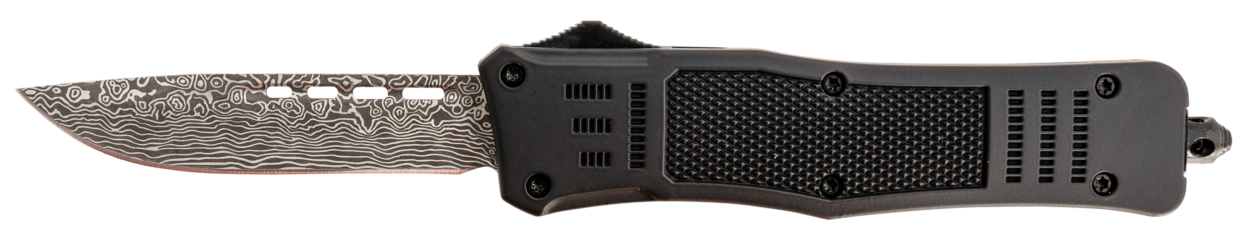Steel River Knives T618BDDP SpartanMedium 3.25" Drop Point Plain Laser Etched Damascus 440C SS Blade/4.50" Black Aluminum Zinc Alloy Handle
