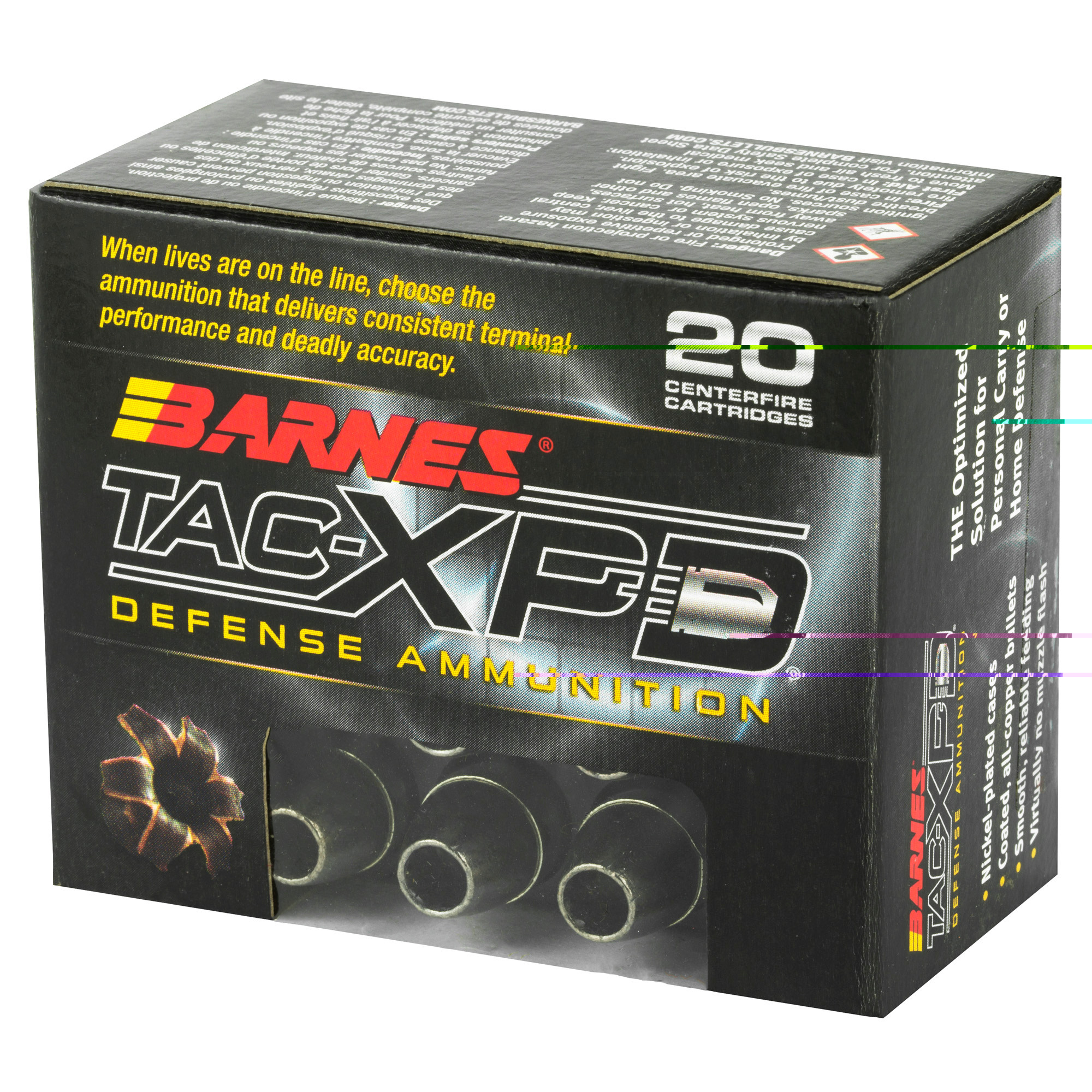 Barnes TAC-XPD Ammunition 45 ACP +P 185 Grain TAC-XP Hollow Point Lead-Free 20RD