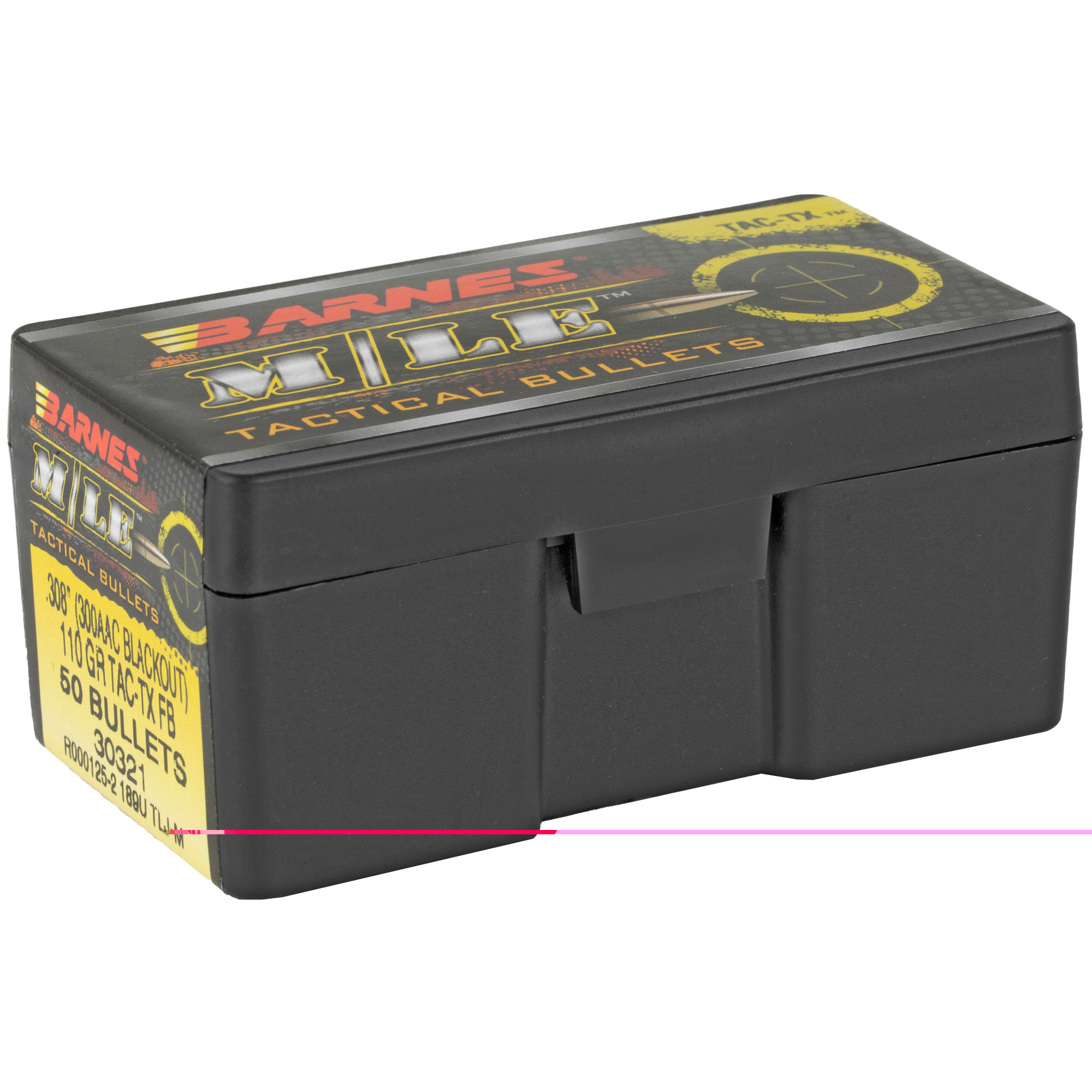 Barnes Tipped TAC-TX Bullets 300 AAC Blackout/ 300 Whisper (308 Diameter) 110 Grain Flat Base Lead-Free Box of 50