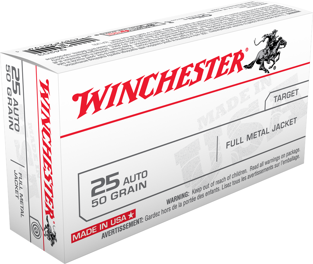 Winchester Ammo Q4203 USA Target 25 ACP 50 gr FMJ20 Per Box/ 10 Cs