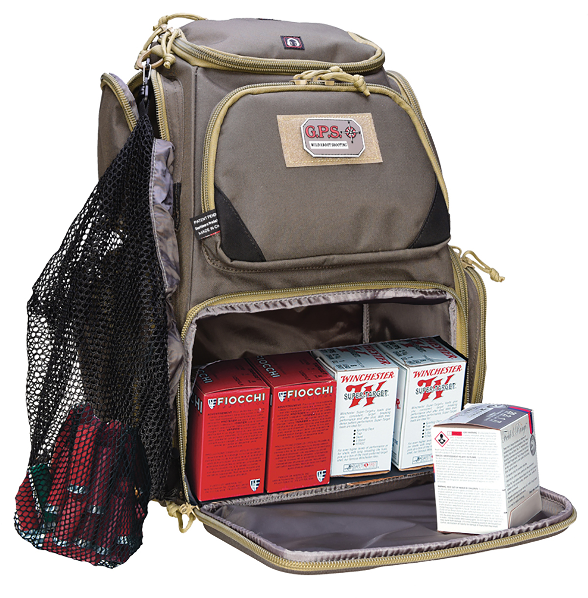 GPS Bags 1611SC Sporting Clays Backpack with Visual ID Storage System, Lockable Zippers, Storage Pockets, Pull-Out Rain Cover & Olive Finish