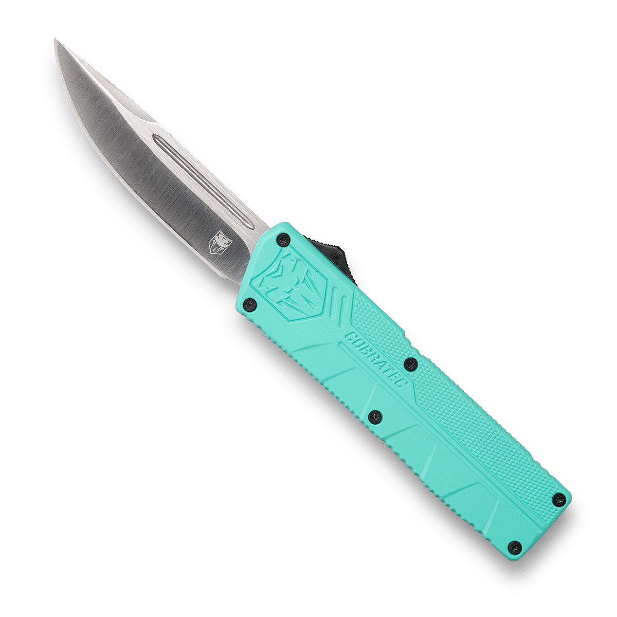 CobraTec Knives TFCTLWDNS Lightweight3.25" OTF Drop Point Plain D2 Steel Blade/Tiffany Blue Aluminum Handle Includes Pocket Clip